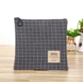 Borsa con cerniera in tela a quadri grigio mini portamonete borsa di stoccaggio - Medio (17.5x17cm) / Grigio a Quadri