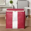 Sac de rangement pour couette en intissé rouge avec fenêtre transparente, grande boîte. - Vertical / 47x28x50cm / Rouge Jujube
