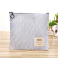 Minimalist blue and white striped canvas coin purse, compact zipper pouch for women's daily use. - Medium (17.5x17cm) / Blue and White Stripes