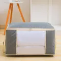 Sac de rangement pour couette en tissu non-tissé gris avec fenêtre transparente. - Horizontal / 60x40x35cm / Gris