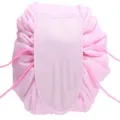 Pink lazy drawstring makeup bag waterproof travel toiletry pouch cosmetic storage organizer. - Light Pink