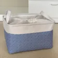 Panier de rangement en tissu avec motif géométrique, organiseur de vêtements pliable. - Avec Cordon Épais à Trois Couches / Ton Bleu Nordique Petit