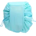 Light blue drawstring makeup bag, waterproof portable cosmetic pouch for travel and daily use. - Sky Blue