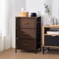 3-drawer storage cabinet with metal frame fabric drawers wooden top bedroom living room - 3-Layer / Coffee