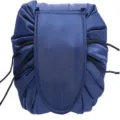 Blue waterproof lazy cosmetic bag drawstring makeup pouch travel organizer toiletry storage case - Navy Blue