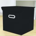 Schwarze Stoff-Aufbewahrungsbox mit Deckel, faltbarer Ordnungsbehälter für Kleidung und Spielzeug. - Groß (28x28x28cm) / Mit Deckel Schwarz