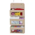 Organisateur de rangement suspendu avec fenêtres transparentes pour porte et mur poches - 3 Couches / Beige