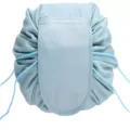 Waterproof lazy cosmetic bag large capacity drawstring travel toiletry storage pouch for daily use. - Pale Green