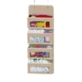 Organisateur suspendu de porte multi-poches sac de rangement avec fenêtres transparentes - 4 Rangs / Beige