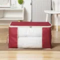 Grand sac de rangement pour couette en intissé rouge avec fenêtre transparente maison - Horizontal / 60x40x35cm / Rouge Jujube