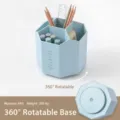 360 Grad drehbarer Stiftehalter Multi-Fach Schreibtisch Organizer fur Buro und Schule. - Fünf Fächer Drehbarer Stil (Mit Zufälligen Aufklebern) / Himmelblau