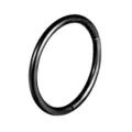 Close-up of a sleek black hinged segment ring, ideal for septum, nose, lip or ear piercing. - 1.2*10mm / Black