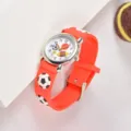 Kids quartz watch with vibrant orange silicone strap and fun sports balls dial design. - 110 / Silver Case Red Strap Multi-Spherical / Red