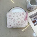 Cute floral cosmetic bag portable makeup pouch aesthetic storage bag for daily use - Riverside Broken Roses