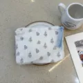 Floral cosmetic bag for women, portable small zipper pouch for lipstick and daily sundries. - Plain Stripe Star Flower
