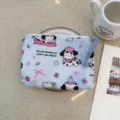 Cute blue cartoon puppy print canvas zipper pouch travel cosmetic storage bag for women. - Pink Blue Puppy Story