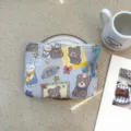 Cute cartoon bear canvas zipper pouch portable makeup storage bag travel cosmetic bag - Starry Night Bear Rabbit