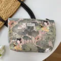 Chinese style cartoon cosmetic bag large capacity portable toiletry storage pouch for women - Ink Lotus Lady