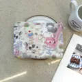 Cute sweet cat cake print coin purse zipper pouch stylish portable travel makeup storage bag - Kitten Sweet Banquet