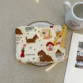 Cute canvas zipper pouch with adorable puppy print, daily travel makeup and coin storage bag. - Home Stay Cute Dog Notes