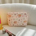 Cute bear print makeup bag cosmetic pouch large capacity canvas storage bag japanese style - Bear Hug Fairy Tale
