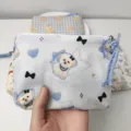 Cute bow puppy print canvas makeup pouch portable travel storage cosmetic bag for women - Dog