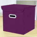 Lila Stoff Aufbewahrungsbox mit Deckel faltbarer Schrank Organizer für Kleidung Spielzeug - Groß (28x28x28cm) / Mit Deckel Lila