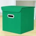 Grüne Stoff-Aufbewahrungsbox mit Deckel und Griff für Kleidung, Spielzeug und Kleiderschrank. - Groß (28x28x28cm) / Mit Deckel Dunkelgrün