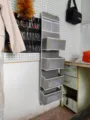 Organisateur de rangement suspendu gris avec plusieurs poches pour mur et porte. - Style Maille 5 Couches / Gris
