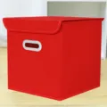 Rote Stoff-Aufbewahrungsbox mit Deckel, faltbarer Kleiderschranksorganizer für Kleidung. - Groß (28x28x28cm) / Mit Deckel Rot