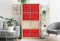 Opvouwbare opbergdoos stoffen lade kubus organizer voor kast plank en huis decoratie - 25x25x25cm / Rood