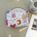 Cute canvas cosmetic pouch with colorful doodle prints, large capacity travel storage bag. - Crayon Graffiti Puppy