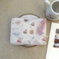 Cute cartoon bear canvas zipper pouch, portable makeup cosmetic bag and travel storage organizer. - Sleeping Bear Sweet Feast