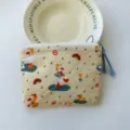 Canvas zipper coin purse cute duck print cosmetic pouch small daily storage bag portable organizer - Raindrop Little White Duck