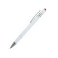 Λευκό μεταλλικό στυλό διαρροής με μύτη stylus, κομψός σχεδιασμός για γραφείο και δώρα. - Λευκός Κορμός με Kókkini Άκρη Αφής