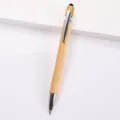 Bamboo Retractable Ballpoint Pen with Stylus Tip Wooden Office School Writing Gift Pen - 1.0mm Bullet Tip / Moso Bamboo Meiji Pen