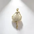 Exquisite rhinestone ballerina brooch detail, elegant gold-tone alloy design for women. - Gold