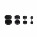 Vue rapprochee de boucles d'oreilles barres en acier noir en tailles graduees, epurees. - Pièce Unique / 6mm Paquet / Noir