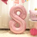 grote 40 inch roze nummer 8 folie ballon voor kinderen verjaardag feest decoratie - Babyroze Nummer Ballon 8 (13)