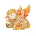 Lindo broche de oveja ángel con diamantes de imitación esmalte cristal joyería. - Amarillo