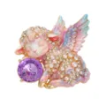 Broche de cordero ángel lindo con cristal púrpura perla y diseño de esmalte para accesorios de ropa - Púrpura