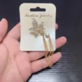 Exquisite rhinestone leaf brooch with hanging chains, elegant suit lapel pin accessory. - Leaf Style (15)