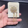 Rhinestone cross brooch detail, sparkling crystal and metal tassel chain, suit collar pin. - Cross Style (12)