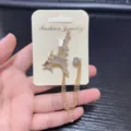 Gold Eiffel Tower rhinestone brooch with chain tassel, elegant suit lapel pin for women - Eiffel Tower Style (11)