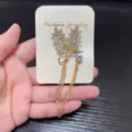 Gold rhinestone leaf tassel brooch pin, elegant suit collar accessory for modern women. - Leaf Style (8)