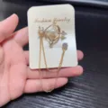 Elegant bow arrow brooch with pearl rhinestones and tassel chain for women suit jacket. - Bow And Arrow Style (5)