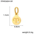 Stainless steel 14k gold plated zodiac Aries pendant charm with cubic zirconia detail. - Aries / Gold