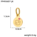 Stainless steel 14K gold plated cancer zodiac sign pendant with pink zircon detail view. - Cancer / Gold