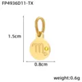 Stainless steel 14K gold plated Scorpio zodiac pendant detail view showing 1.5cm height size. - Scorpio / Gold