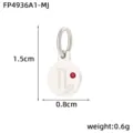 Stainless steel Capricorn zodiac pendant with red zircon, 1.5x0.8cm jewelry accessory part. - Capricorn / Silver
